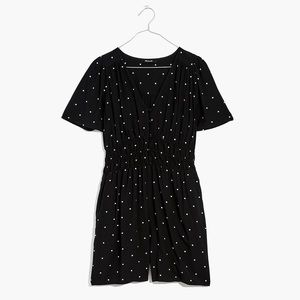 Madewell Sophia Romper in Square Spot / 10 / TRUE BLACK (NWT)